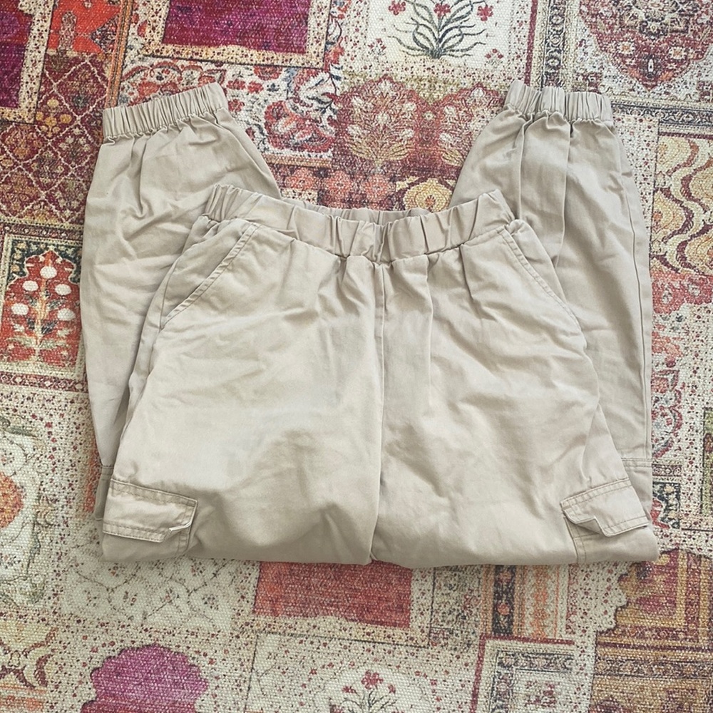 Hm beige size 8 cargos high waist elastic waistband and ankles